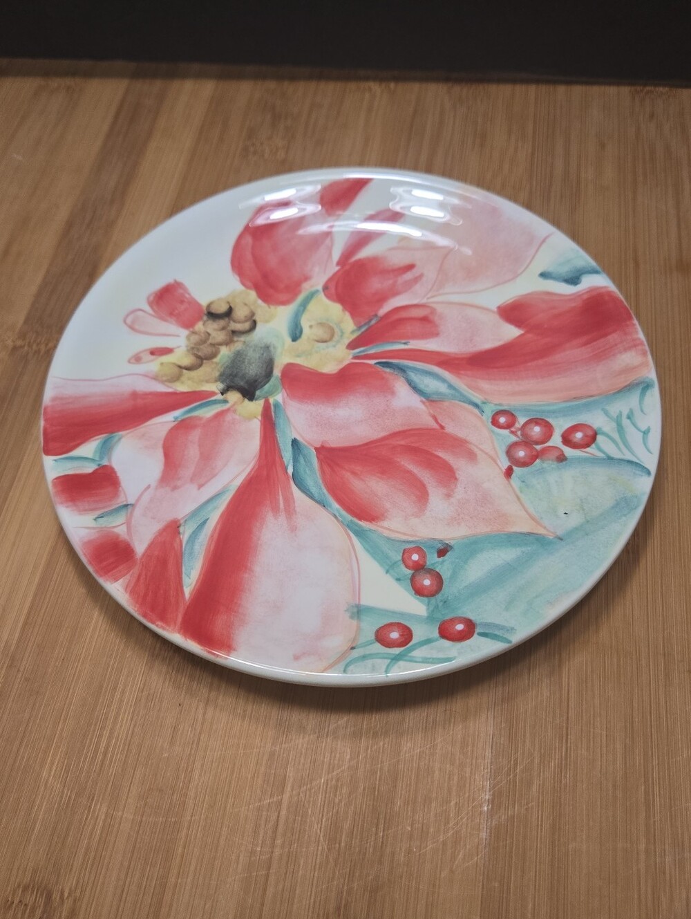 Pfaltzgraff “Holiday Market” Poinsettia Dessert Plate Serving Dish